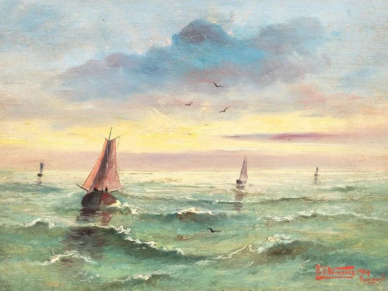1842-Eugeniu Voinescu - Barche al largo